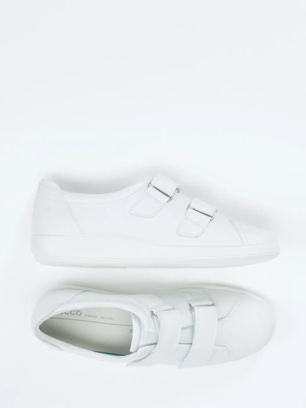 Ecco – Klettverschluss-Sneaker aus Kalbleder Offwhite