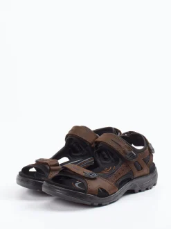 Ecco – Outdoorsandale aus Leder in Dunkelbraun