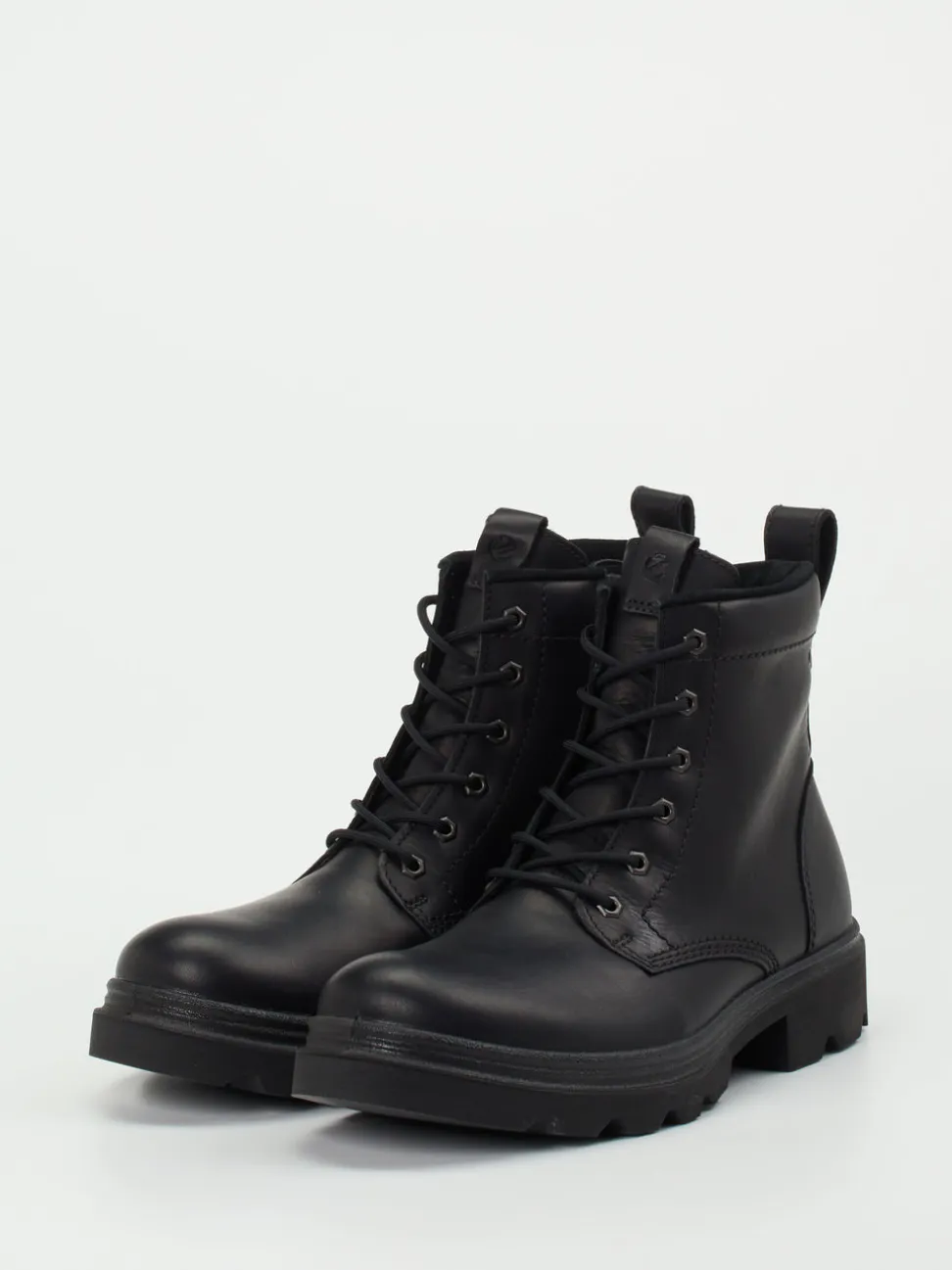 Ecco – Schnürboots aus Fettleder schwarz
