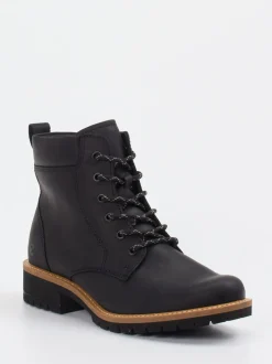 Ecco – Schnürboots aus Fettleder in Schwarz