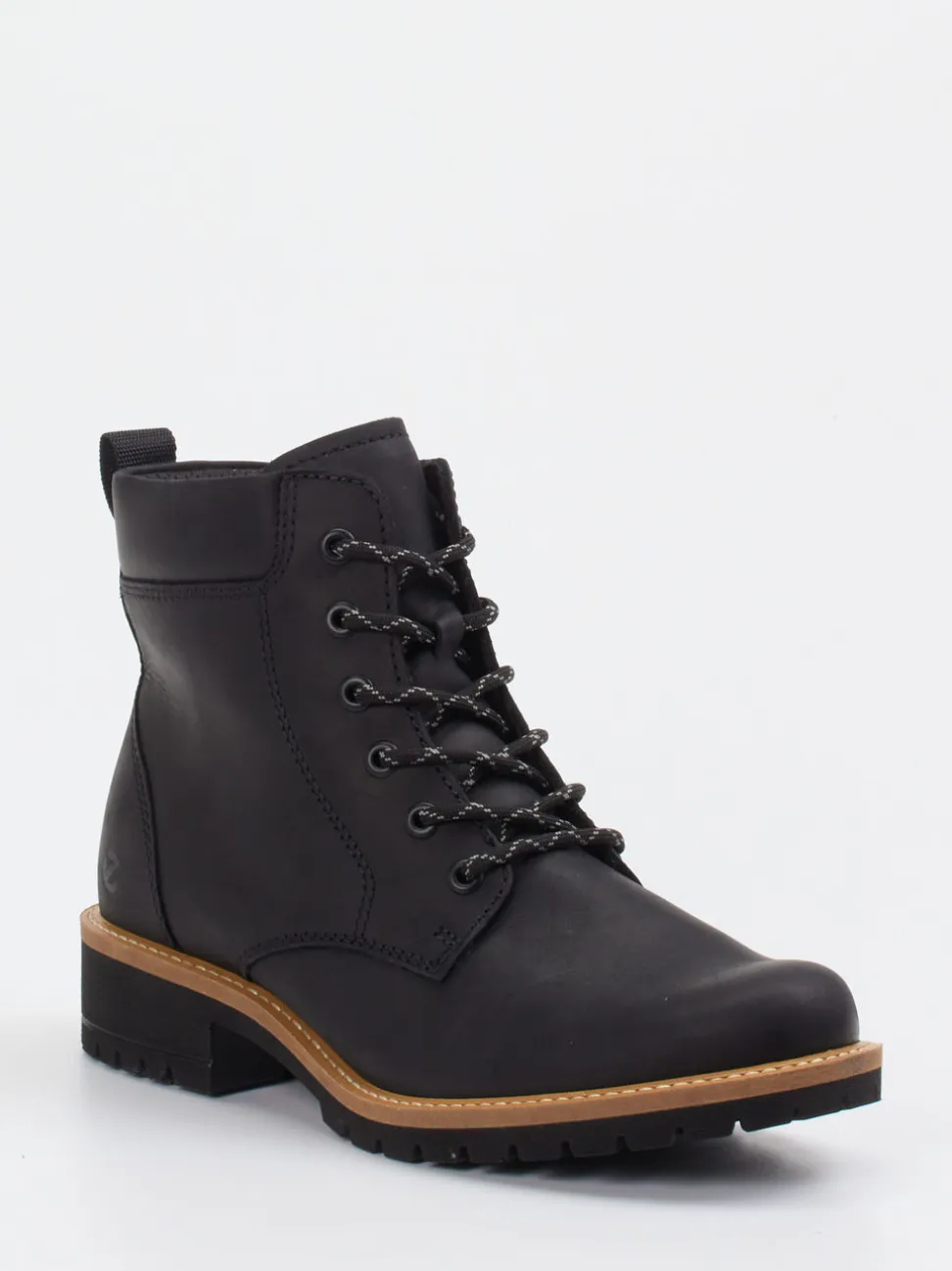 Ecco – Schnürboots aus Fettleder in Schwarz