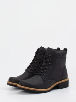 Ecco – Schnürboots aus Fettleder in Schwarz