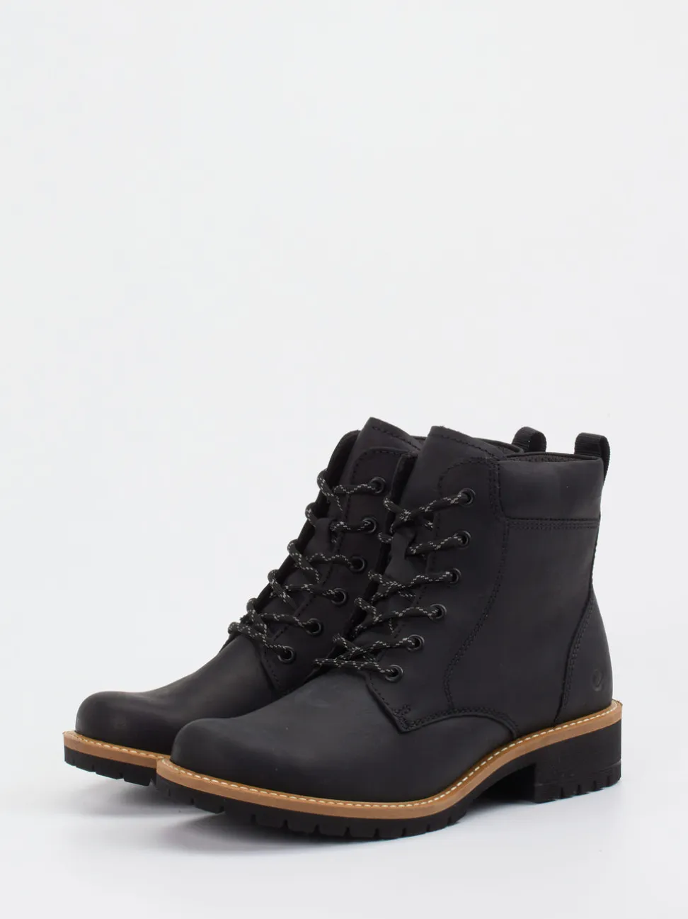 Ecco – Schnürboots aus Fettleder in Schwarz