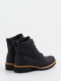 Ecco – Schnürboots aus Fettleder in Schwarz