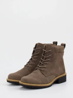Ecco – Schnürboots aus Veloursleder in Taupe
