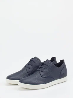 Ecco – Schnürschuh aus genarbtem Leder dunkelblau