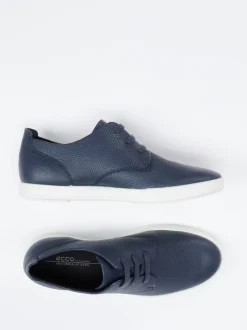 Ecco – Schnürschuh aus genarbtem Leder dunkelblau