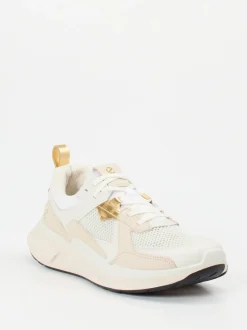 Ecco – Sneaker aus Kalbleder und Mesh Cremeweiß