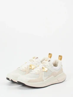 Ecco – Sneaker aus Kalbleder und Mesh Cremeweiß