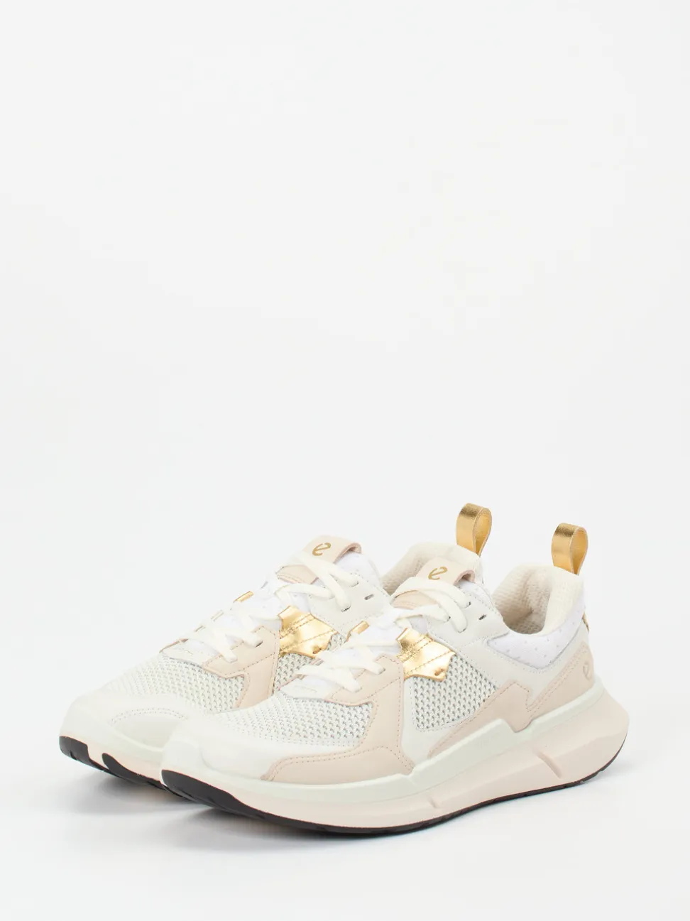 Ecco – Sneaker aus Kalbleder und Mesh Cremeweiß