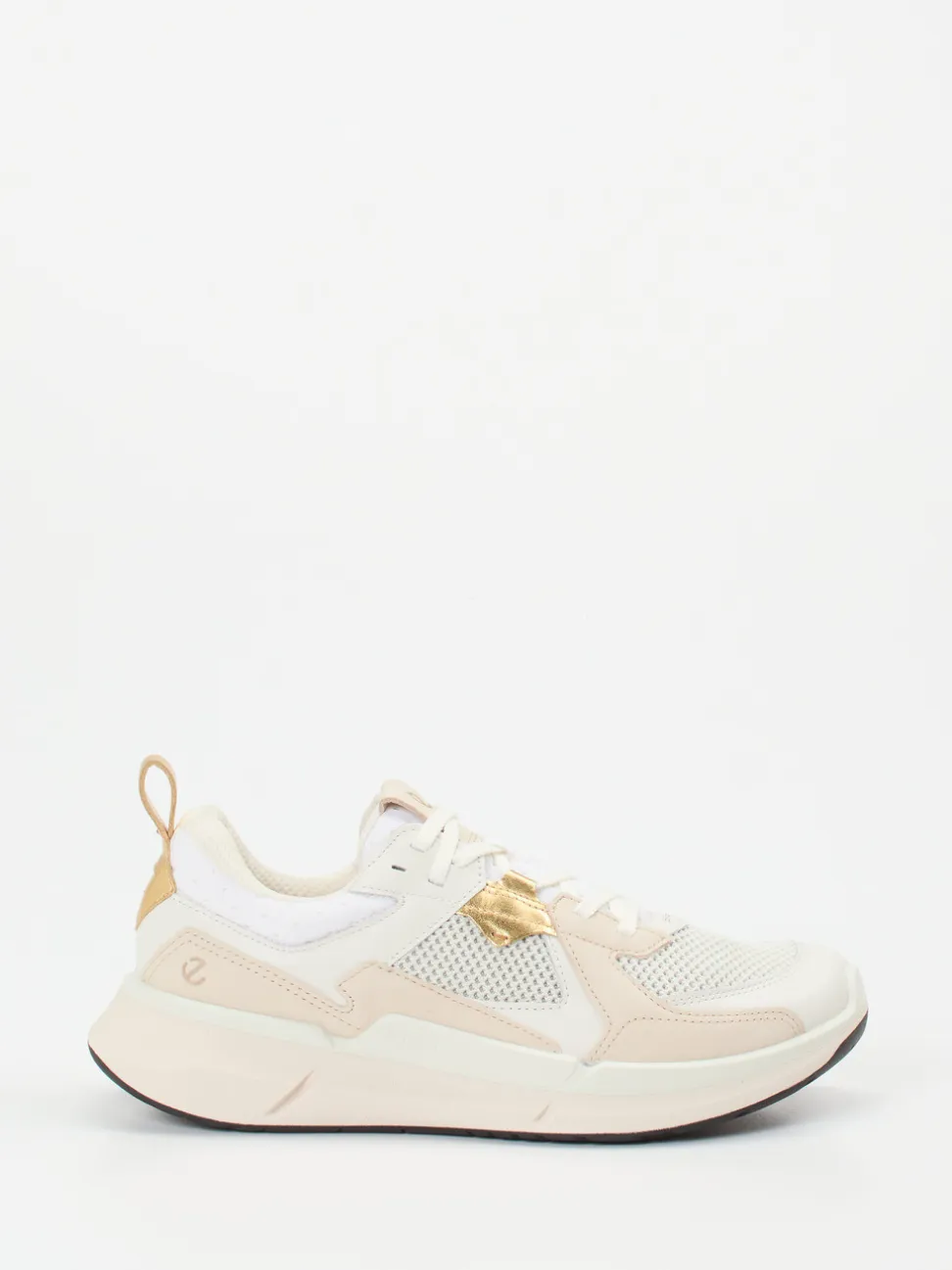 Ecco – Sneaker aus Kalbleder und Mesh Cremeweiß