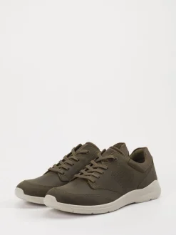 Ecco – Sneaker aus Leder und Mesh in Olivgrün