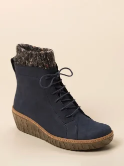 El Naturalista – Keilabsatz-Stiefelette aus Nubukleder Blau