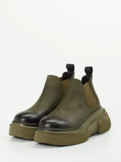 Elena Iachi – Chelsea Boots aus Kalbleder olivgrün
