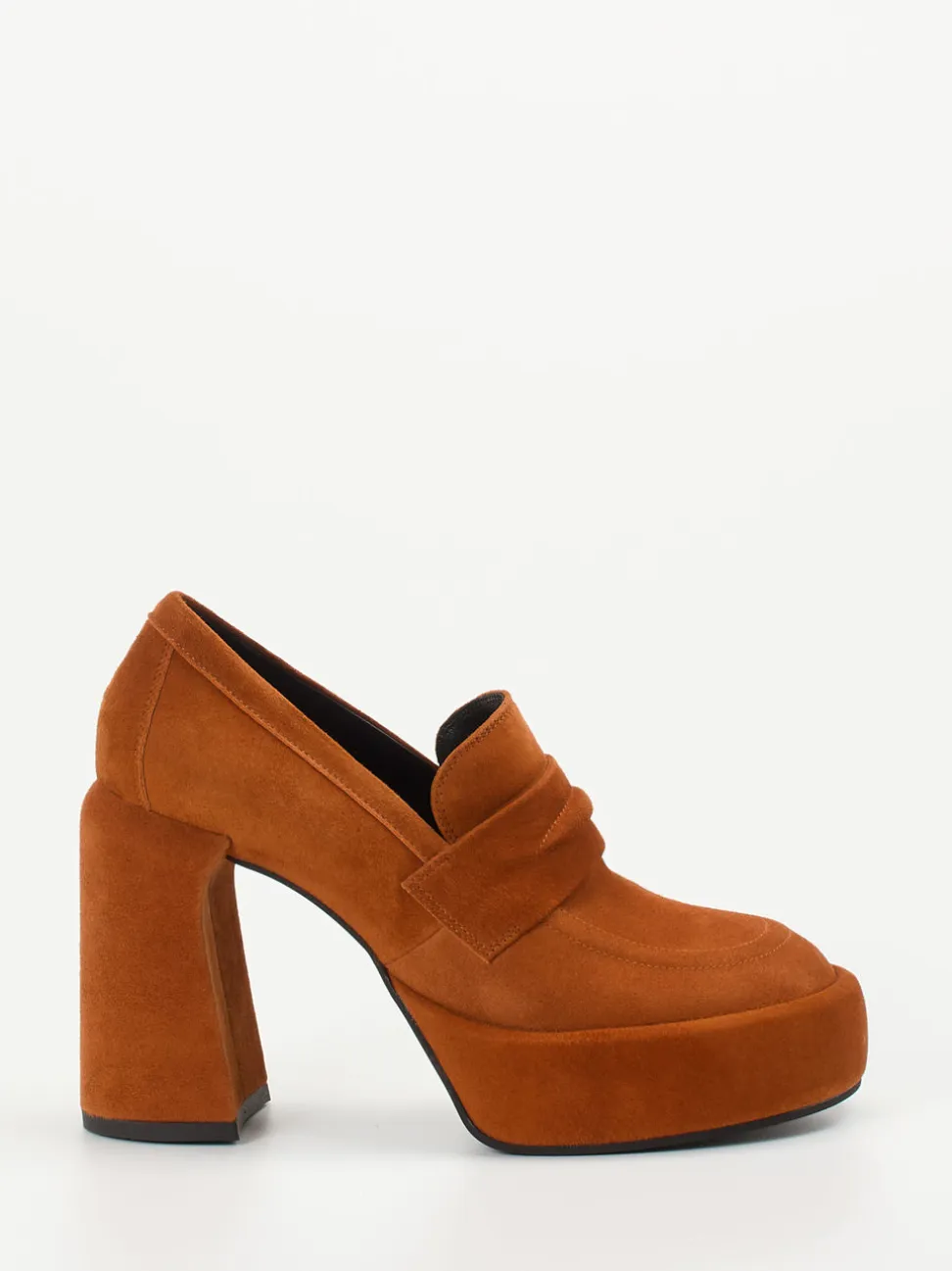 Elena Iachi – Plateau-Loafer aus Veloursleder Rostbraun