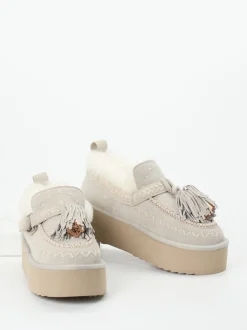 Elena Iachi – Plateau-Loafer aus Veloursleder grau