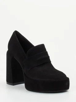 Elena Iachi – Plateau-Loafer aus Veloursleder Schwarz