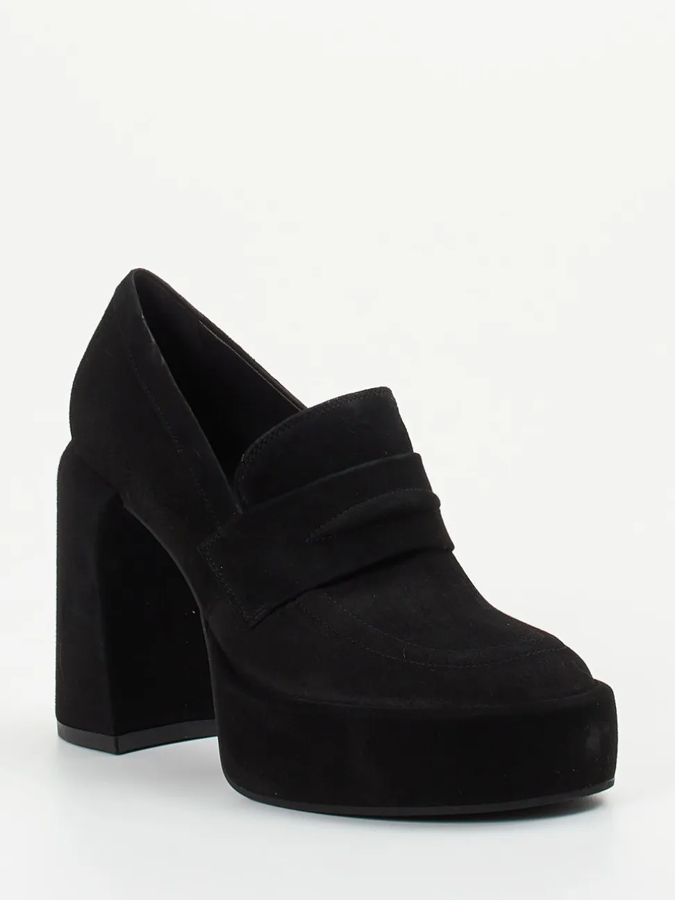 Elena Iachi – Plateau-Loafer aus Veloursleder Schwarz