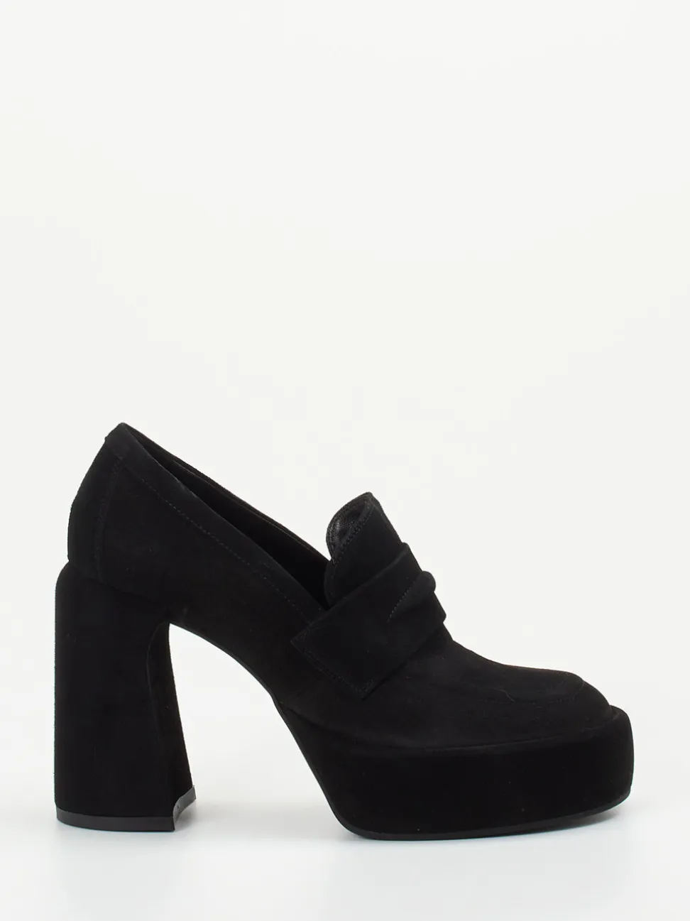 Elena Iachi – Plateau-Loafer aus Veloursleder Schwarz