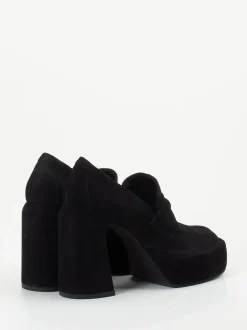 Elena Iachi – Plateau-Loafer aus Veloursleder Schwarz