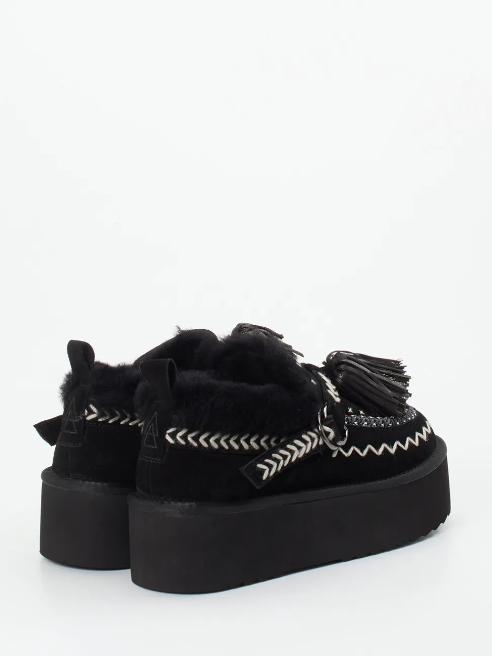 Elena Iachi – Plateau-Loafer aus Veloursleder Schwarz