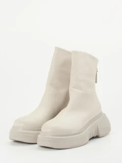 Elena Iachi – Plateau-Stiefeletten aus Kalbleder Cremeweiß