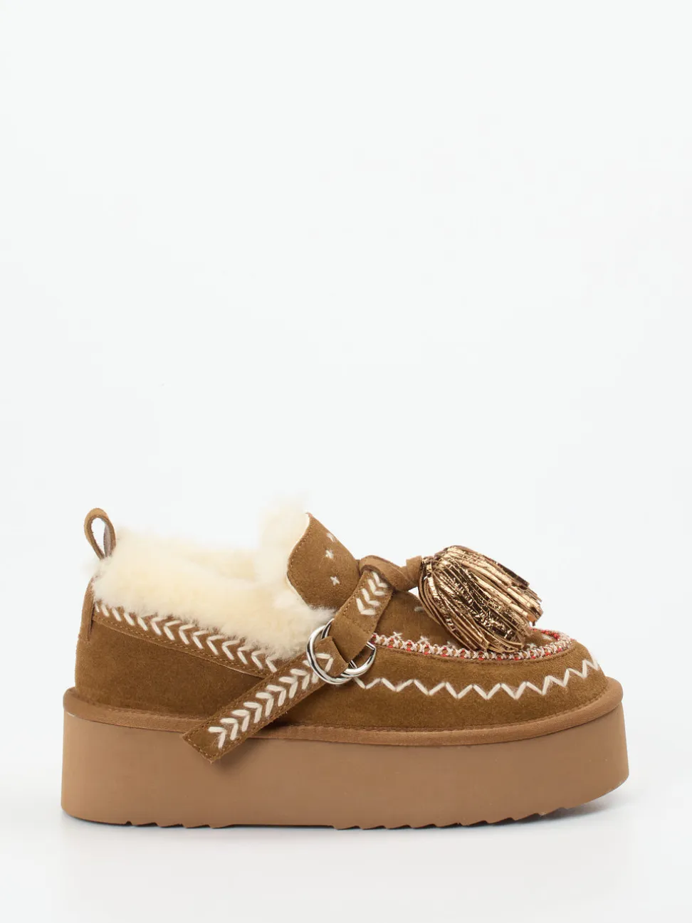 Elena Iachi – Plattform-Loafer aus Veloursleder cognacbraun