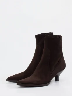 Elena Iachi – Stiefelette aus Veloursleder Dunkelbraun