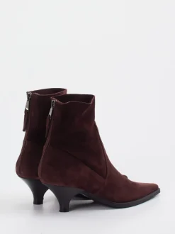 Elena Iachi – Stiefeletten aus Veloursleder Dunkelrot