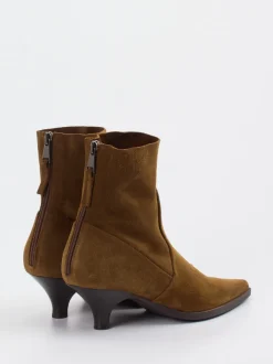Elena Iachi – Stiefeletten aus Veloursleder Cognacbraun