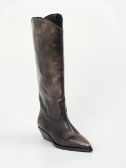Elena Iachi – Westernstiefel aus Metallicleder bronzebraun