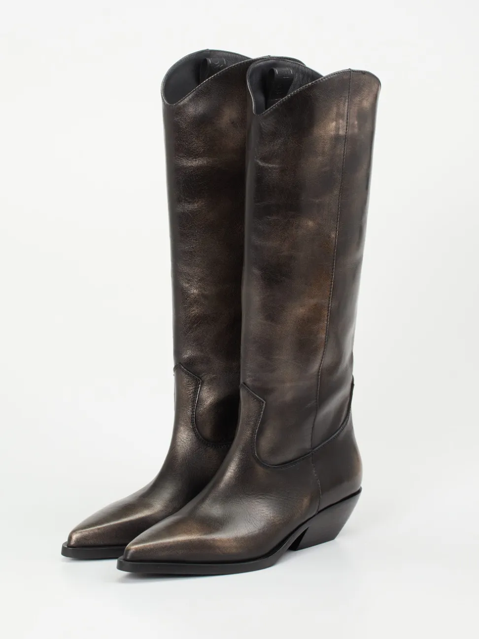 Elena Iachi – Westernstiefel aus Metallicleder bronzebraun