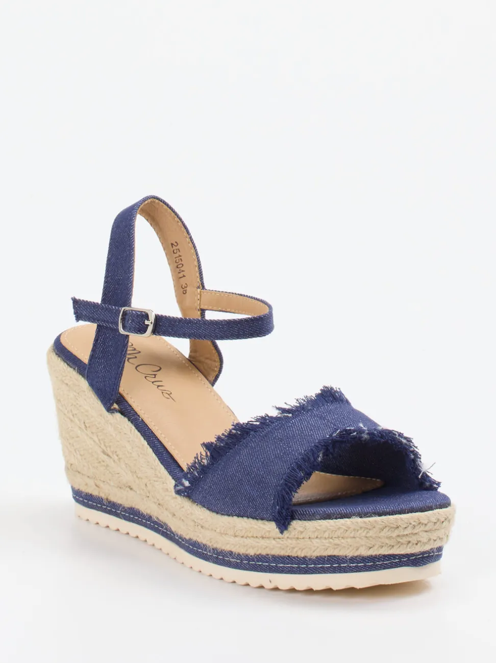 Ella Cruz – Keilsandaletten aus Denim und Jute