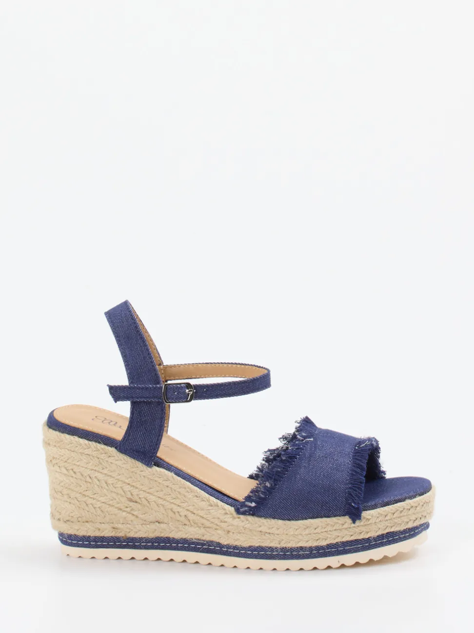 Ella Cruz – Keilsandaletten aus Denim und Jute
