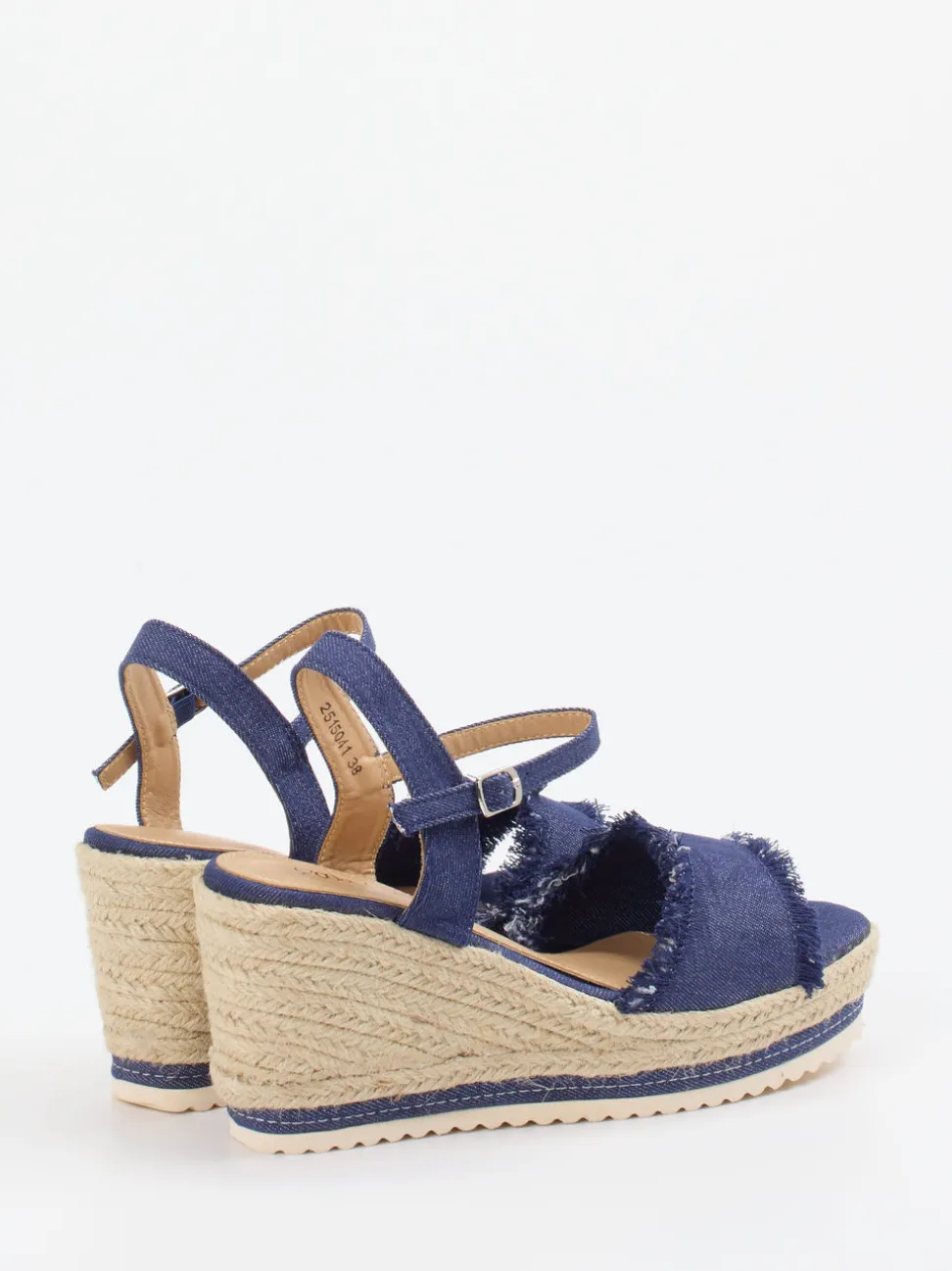 Ella Cruz – Keilsandaletten aus Denim und Jute