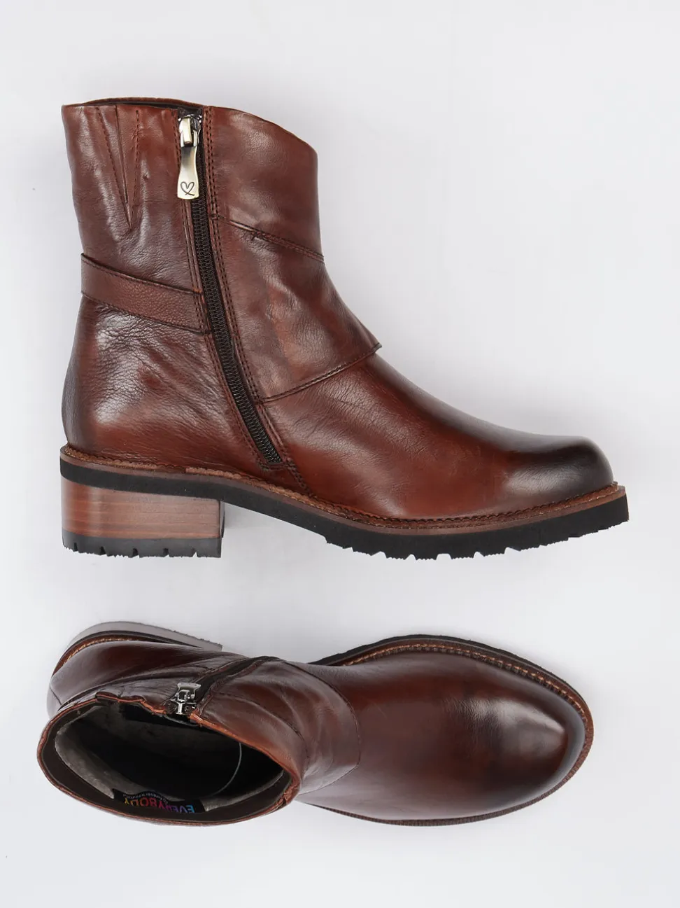 Everybody – Biker-Stiefelette aus Kalbleder Dunkelbraun