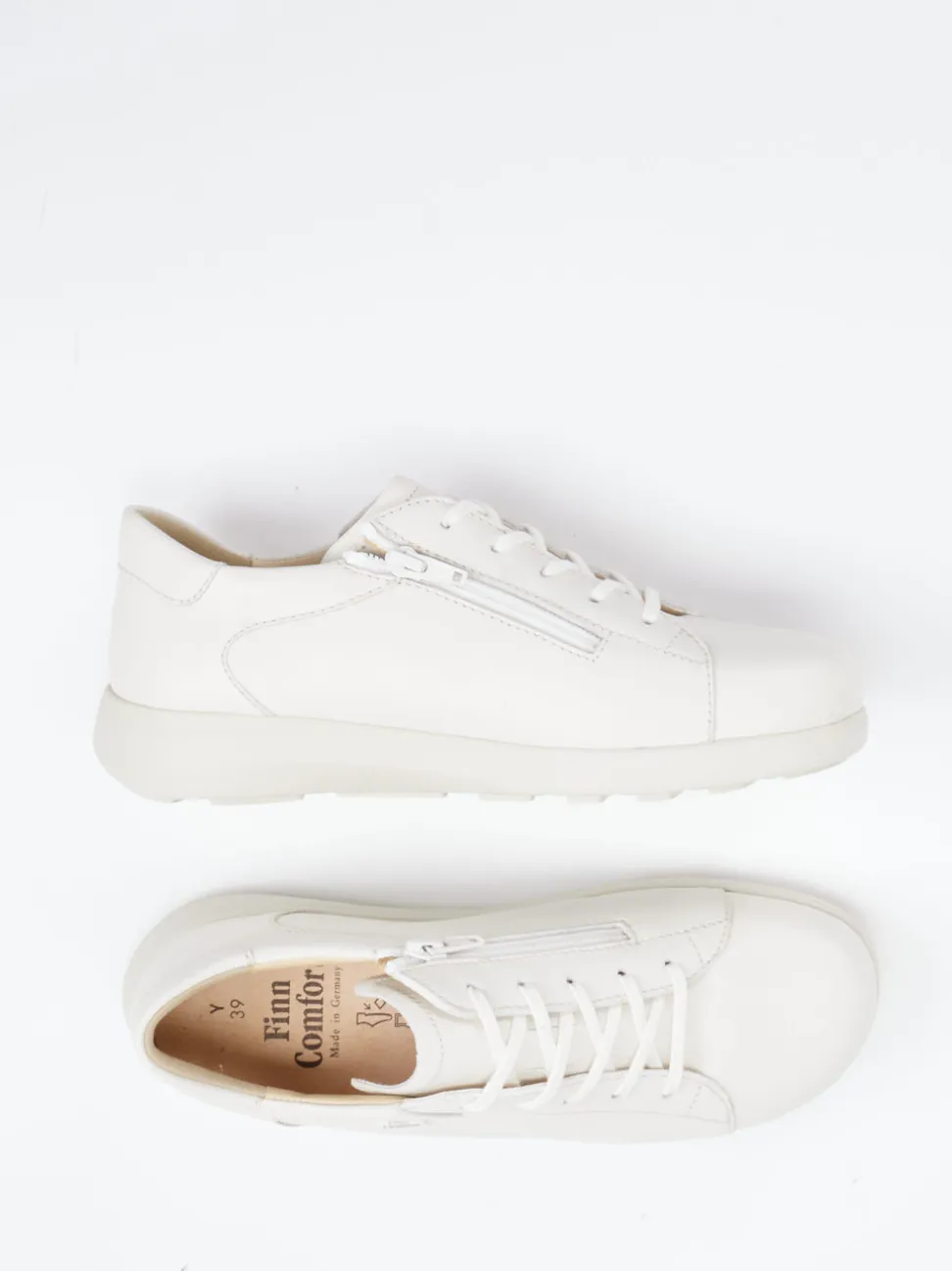 Finn Comfort – Bequem-Sneaker aus Kalbleder cremeweiß