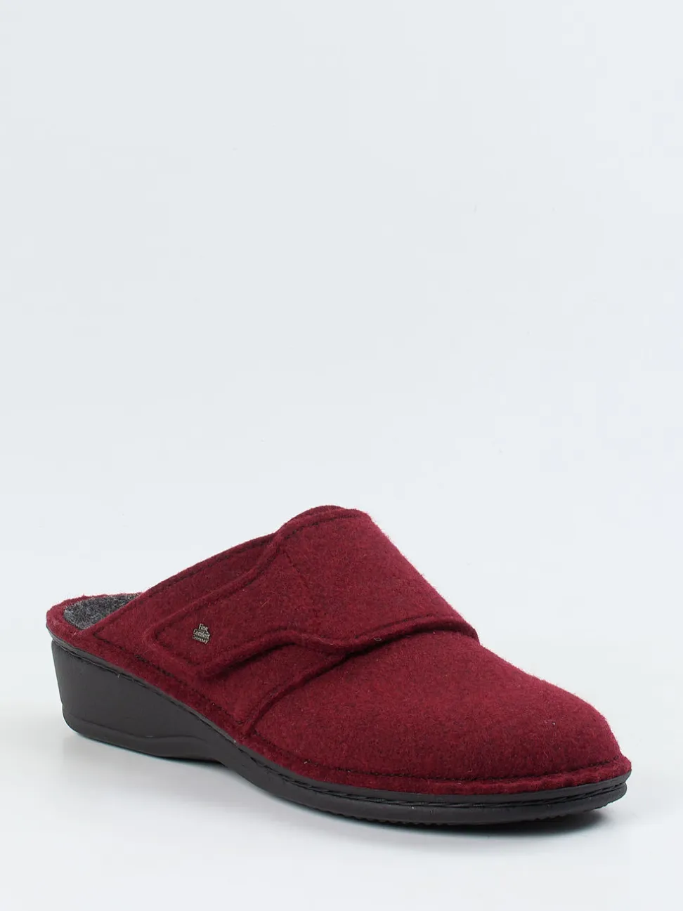 Finn Comfort – Damen-Pantoffeln aus Wollfilz dunkelrot
