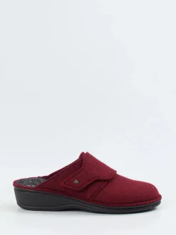 Finn Comfort – Damen-Pantoffeln aus Wollfilz dunkelrot