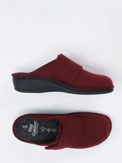 Finn Comfort – Damen-Pantoffeln aus Wollfilz dunkelrot