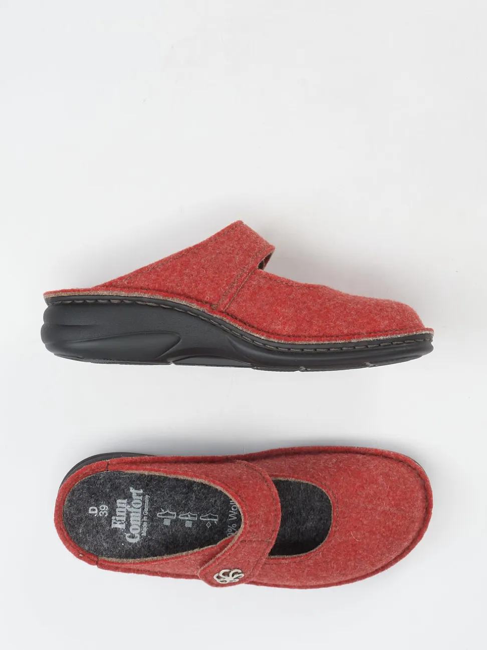 Finn Comfort – Filz-Clogs aus Wollfilz in Ziegelrot