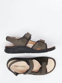 Finn Comfort – Herrensandale aus Nubukleder olivgrau