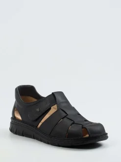Finn Comfort – Klettsandale aus Fettleder schwarz