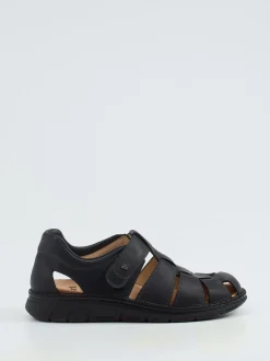 Finn Comfort – Klettsandale aus Fettleder schwarz