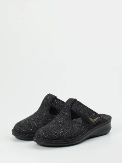 Finn Comfort – Komfort-Pantoletten aus Filz anthrazit
