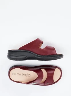 Finn Comfort – Komfort-Pantolette aus Kalbleder Bordeaux