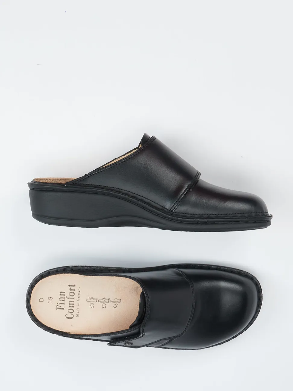 Finn Comfort – Komfort-Pantolette aus Kalbleder Schwarz