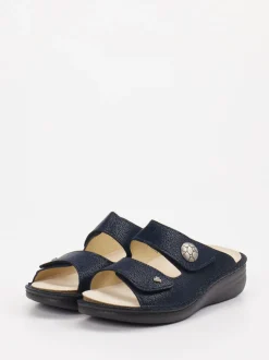 Finn Comfort – Komfort-Pantolette aus Leder Dunkelblau
