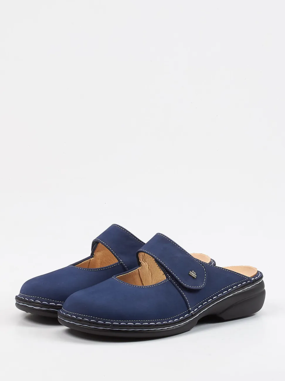 Finn Comfort – Komfort-Pantolette aus Nubukleder Marineblau