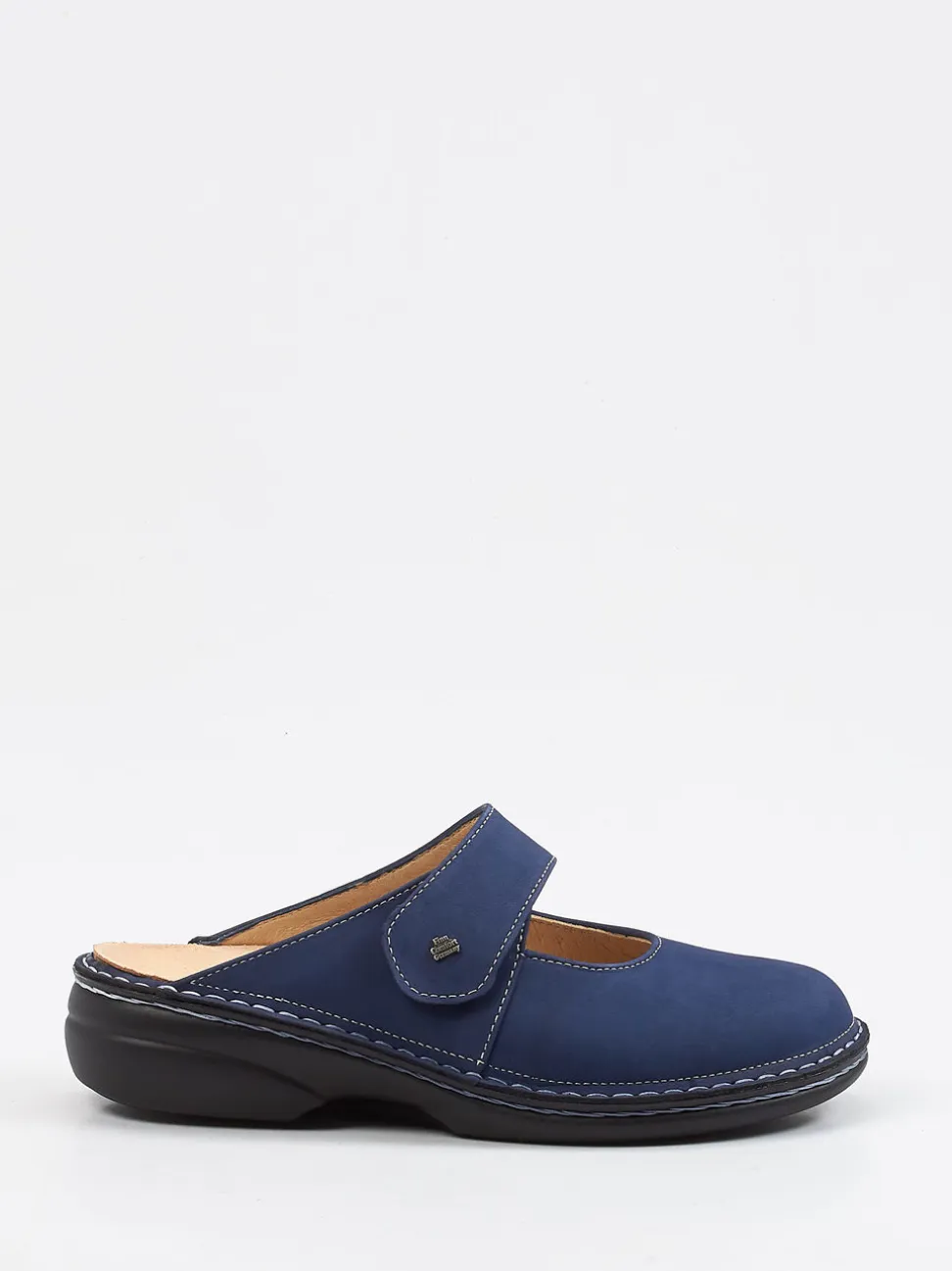 Finn Comfort – Komfort-Pantolette aus Nubukleder Marineblau